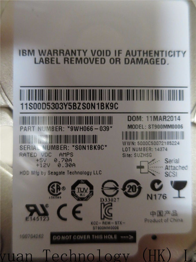 Unidad de disco duro del servidor de IBM 900GB 6Gb/s 10K, disco duro 85Y6274 00Y2684 de 2,5 Sata inCaddy para V7000
