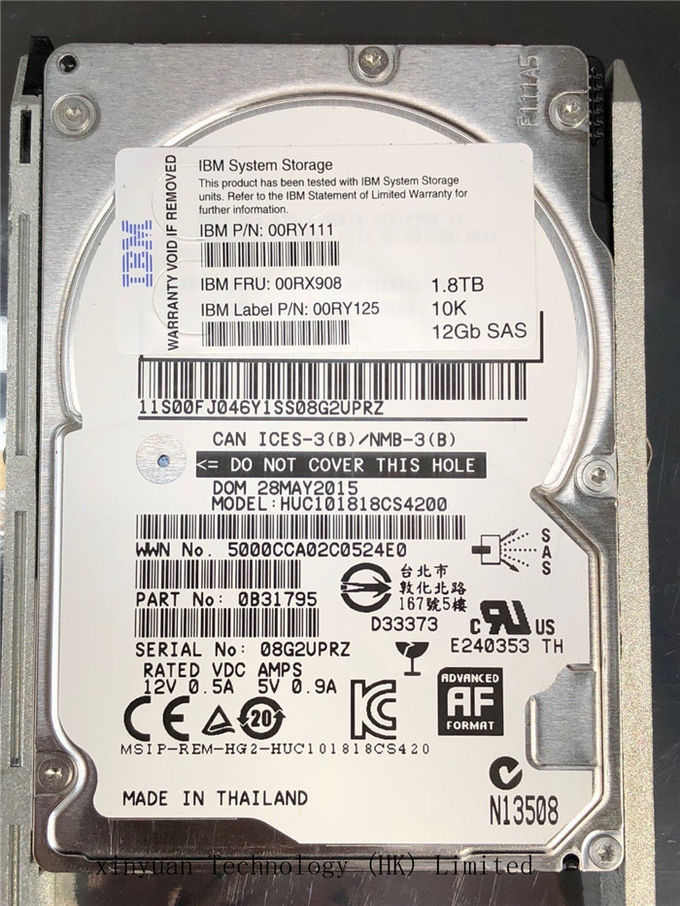 Unidad de disco duro del servidor 2076-AHF4/00RX908/00RY111, disco duro de IBM 1.8TB 6G V7000 G2 10k Sata