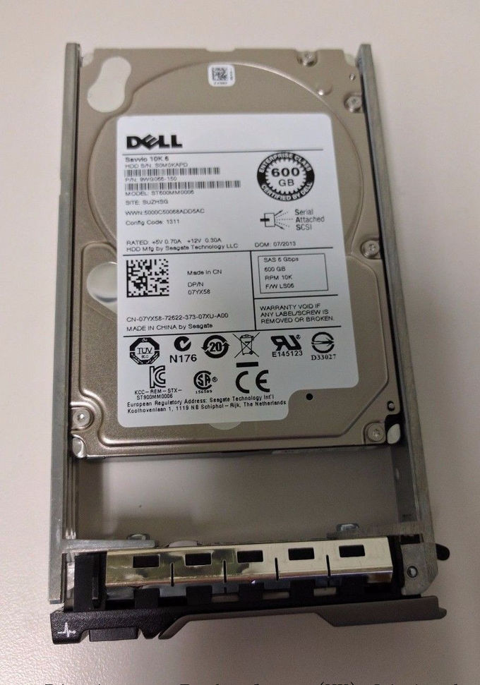 Unidad de disco duro del servidor de Dell, disco duro 600GB 10K 6Gb/s 7YX58 ST600MM0006 del sata 10k