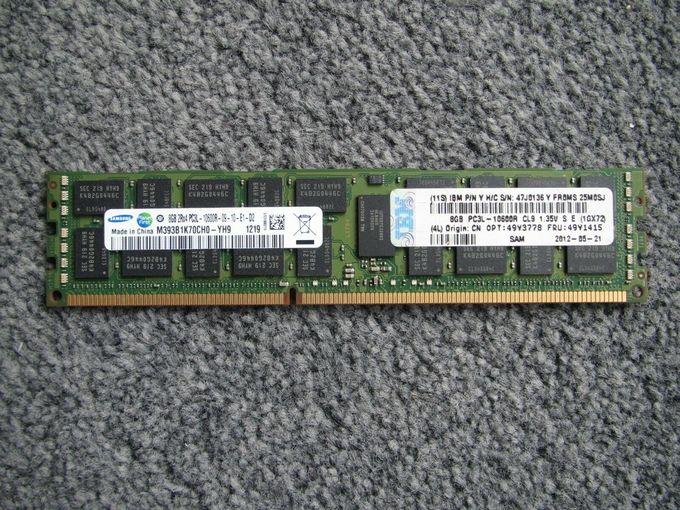 Fuente de alimentación del servidor de la memoria del registro del ECC PC3-10600 IBM 47J0136 Samsung M393B1K70CH0-YH9 8Gb PC3L-10600R